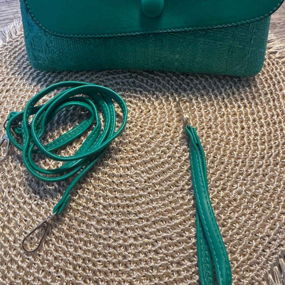 NWOT Vibrant Green Leather Clutch, Shoulder or Crossbody Bag - Picture 5 of 5